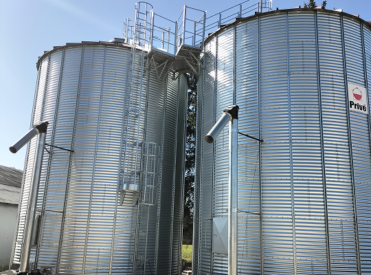 Stockage 2x280 T, têtes verticales 100 T/h